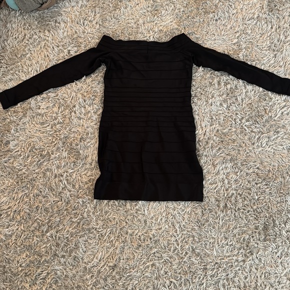 French Connection Black Bodycon Bandage Long Sleeve Dress - Picture 7 of 8